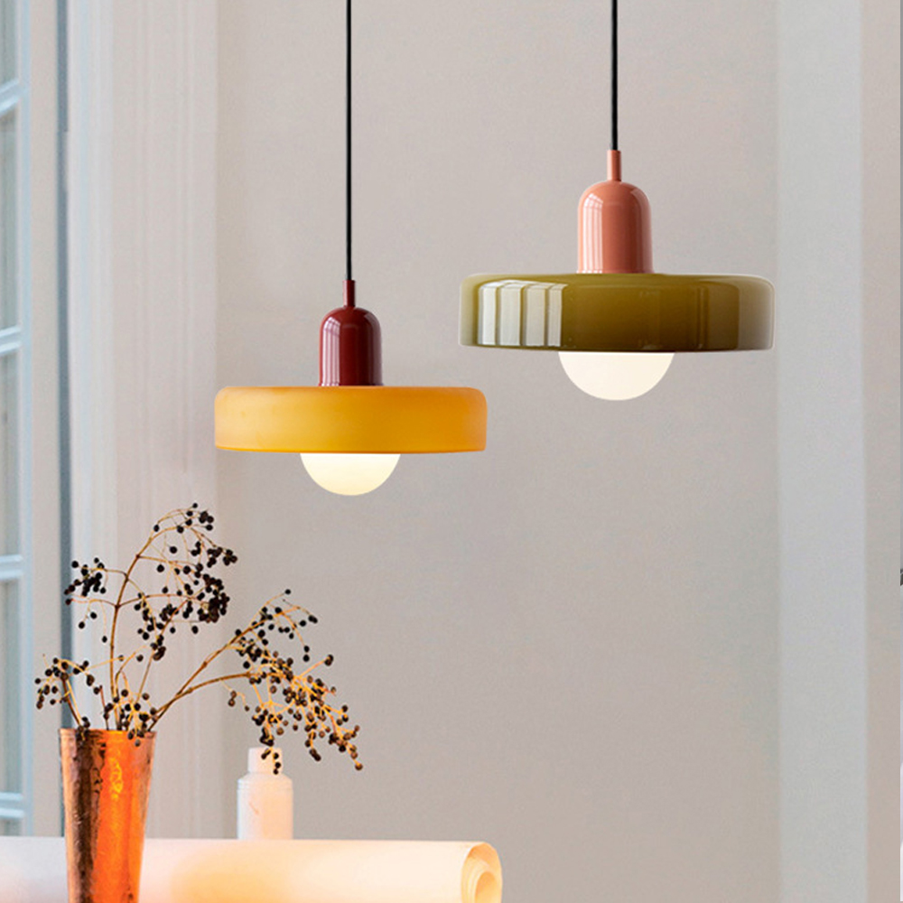 Nordic Small Chandelier Colored Macaron Glass Pendant Light For Dining Room
