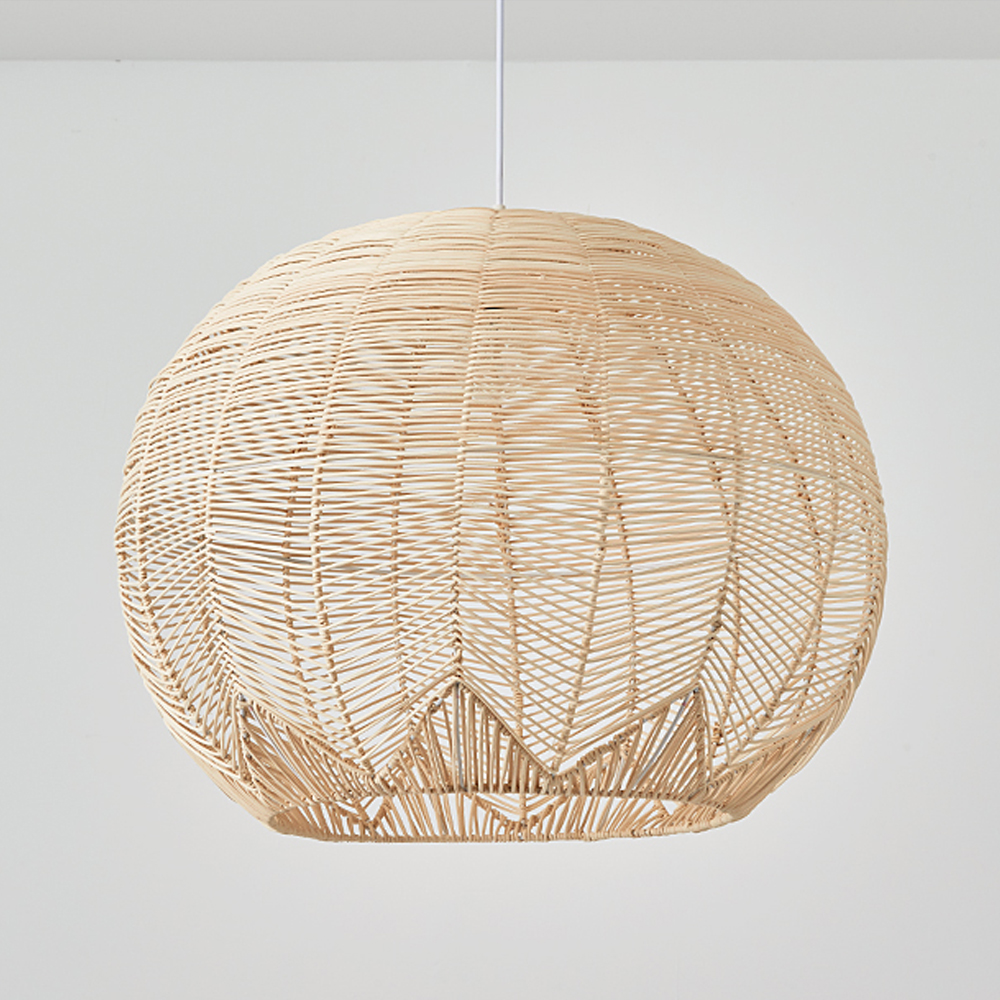 Japanese Bamboo Rattan Pendant Light Wabi-sabi Hand Woven Lampshade