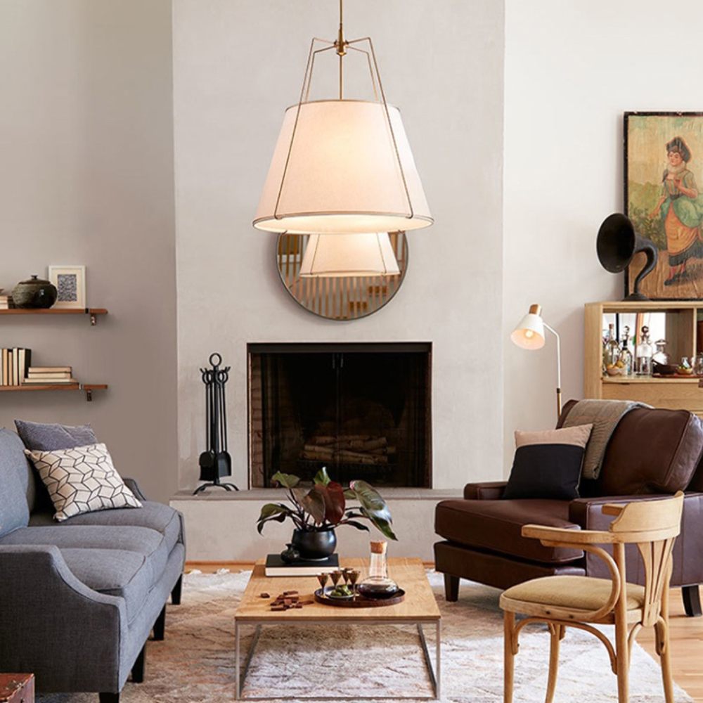 Vintage Living Room Fabric Chandelier Simple Dining Room Pendant Light