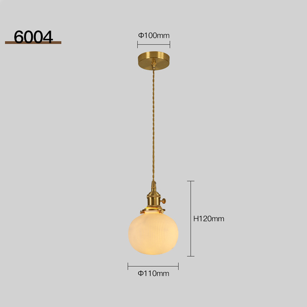 Nordic Luxury Mini Ceramic Pendant Light Japanese Brass Small Chandelier