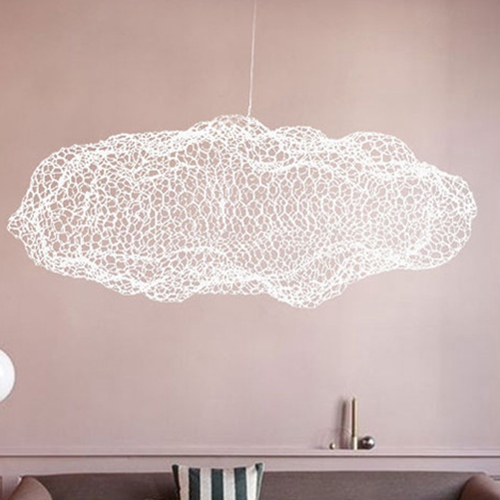 Nordic Chandelier Creative Cloud Pendant Light Gypsophila Metal Mesh Cloud Lamp