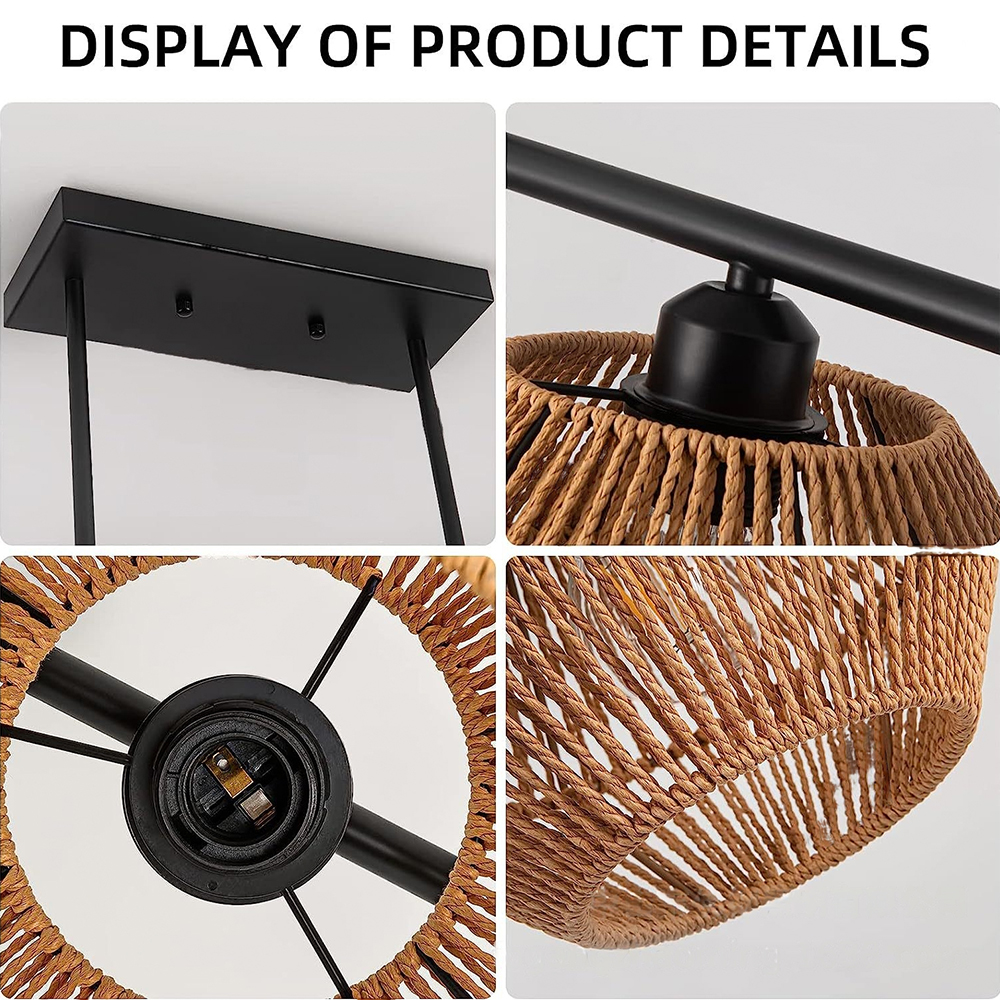 Southeast Asian Creative 3-head Rattan Pendant Lights For Dining Room