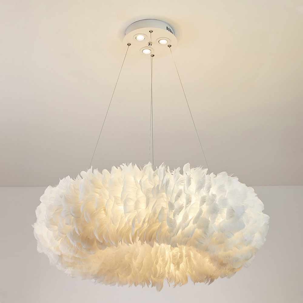 Home Decor Modern Feather Pendant Light Nordic Bedroom Chandelier