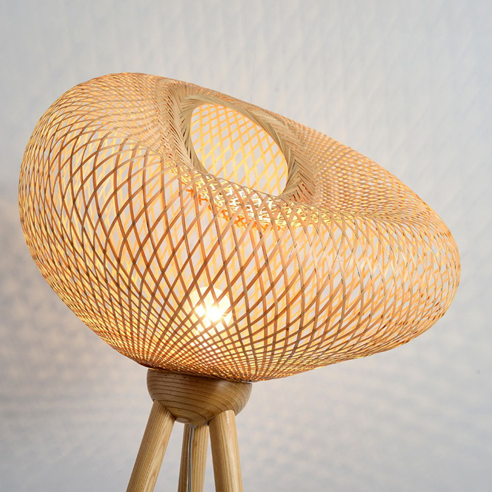 Bamboo Woven Design Floor Lamp Warm Wood Lighting