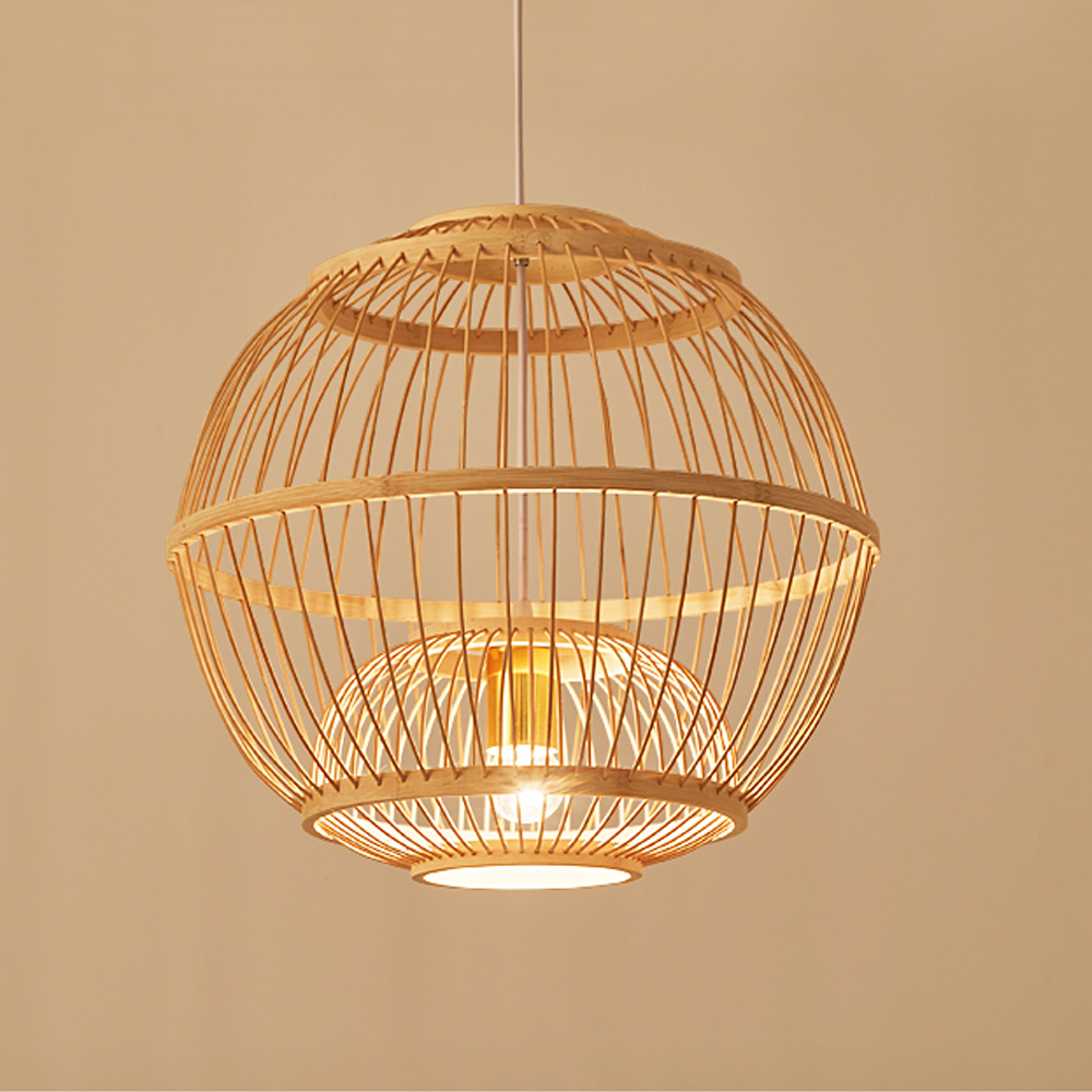 Japanese StHandWoven Lantern Bamboo Chandelier Ceiling Light Fixture