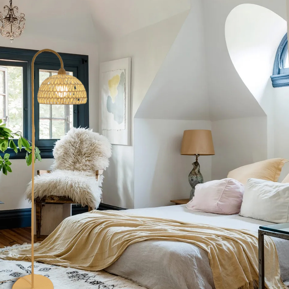 Modern Minimalist Living Room Rattan Floor Lamp