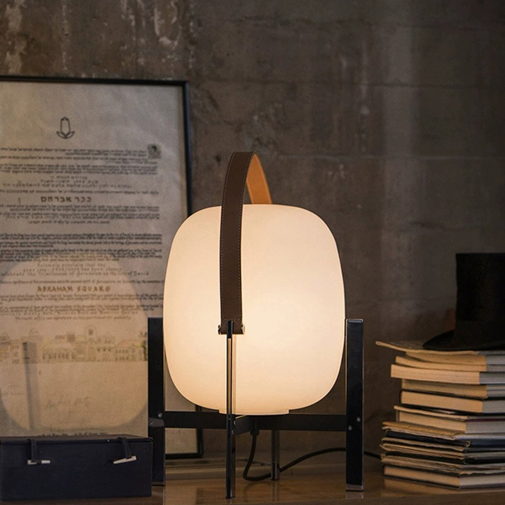 Follow Design Basket Glass Table Lamp Bedside Leather Desk Lamp