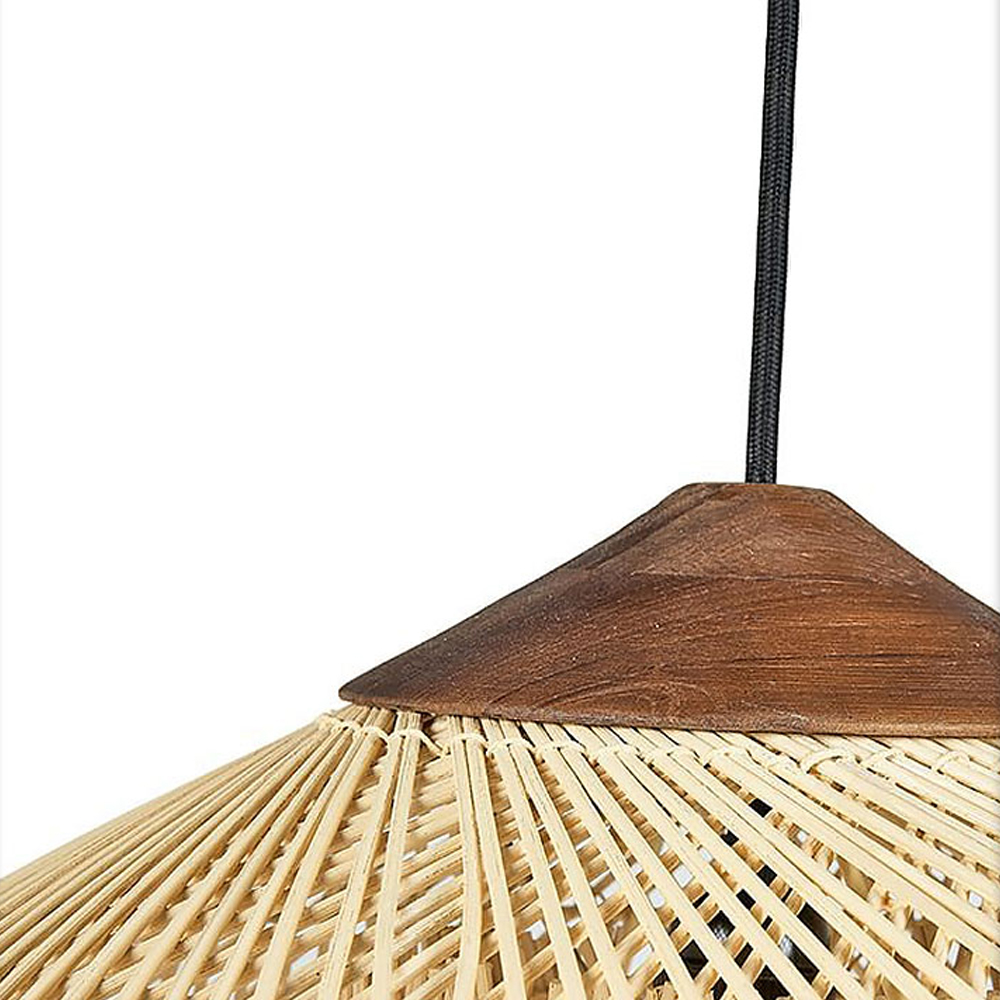 Wabi Sabi Style Retro Dining Room Chandelier Rattan Zen Pendant Light