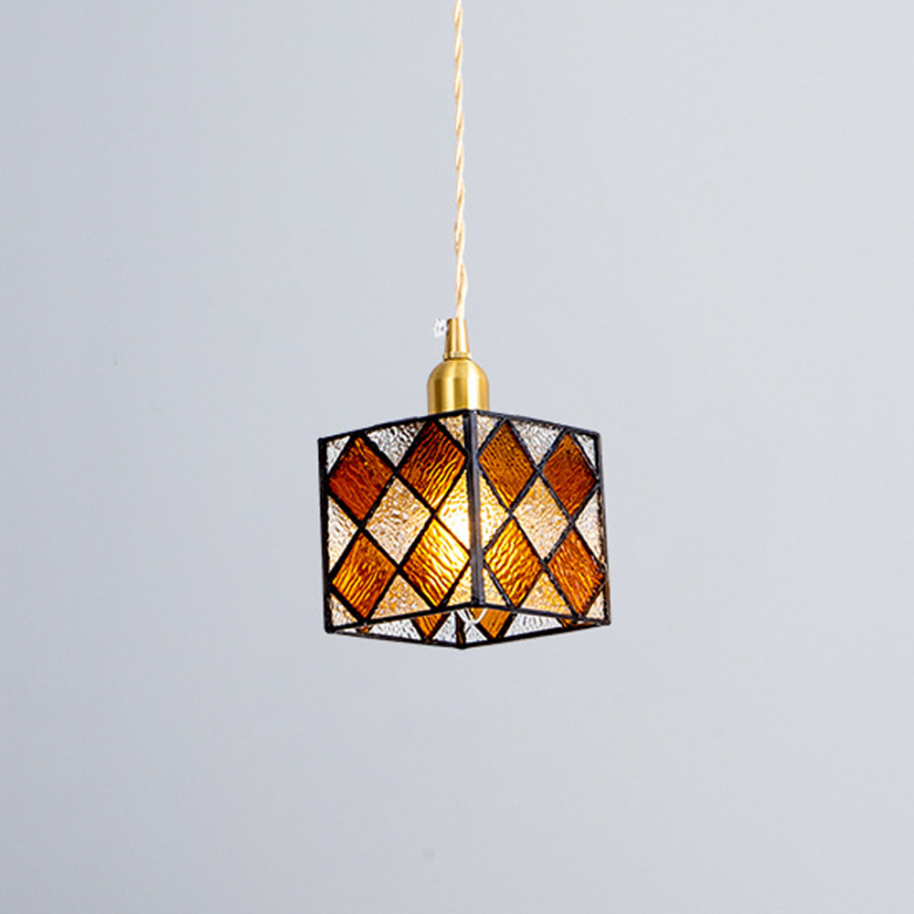 Creative Rubik’s cube small glass chandelier for kitchen island