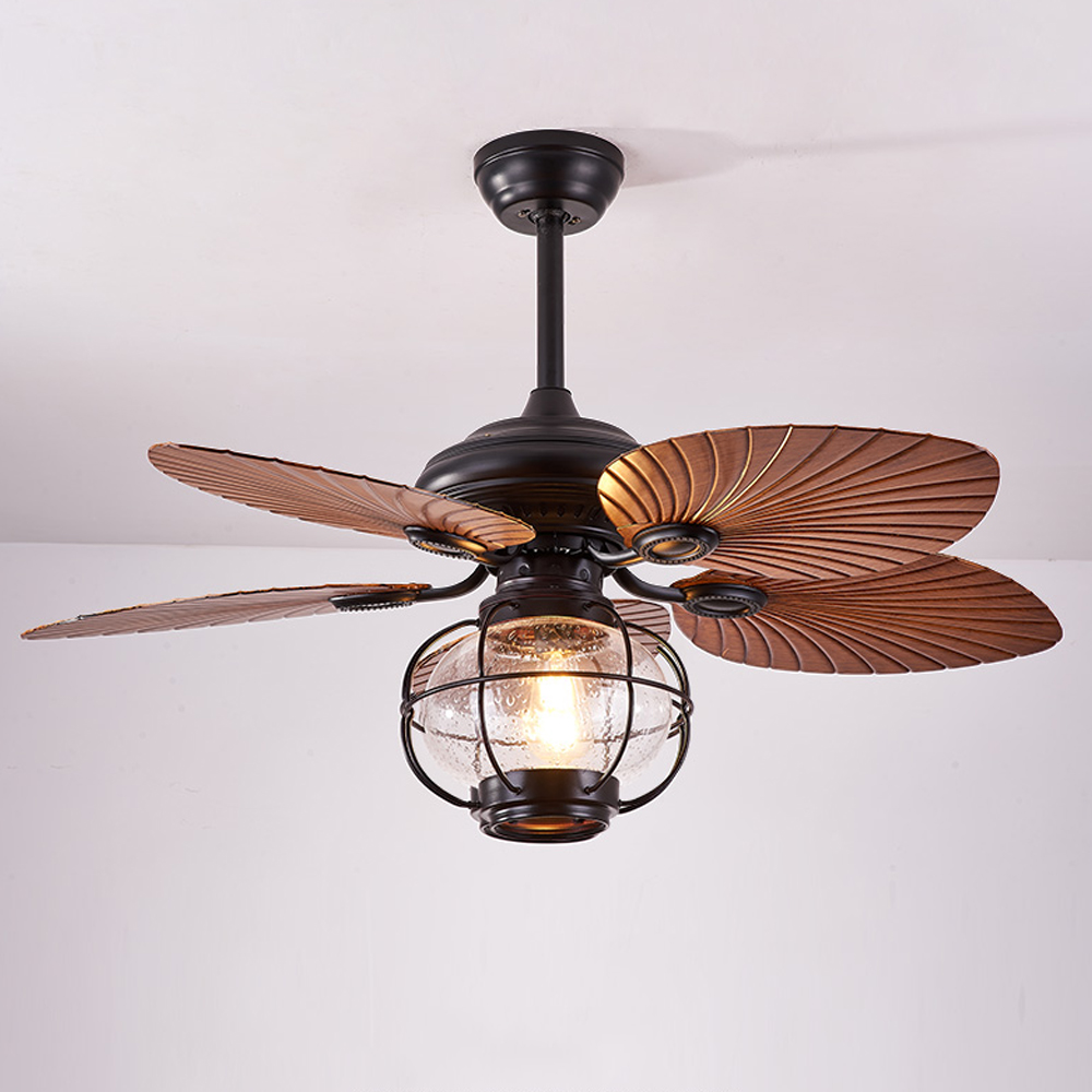 Outdoor Gazebo Ceiling Fan Lamp Retro Balcony Garden Fan Chandelier