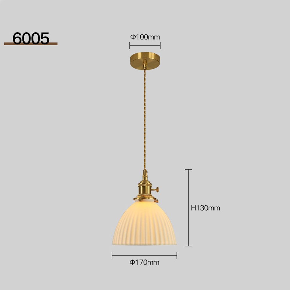 Nordic Luxury Mini Ceramic Pendant Light Japanese Brass Small Chandelier