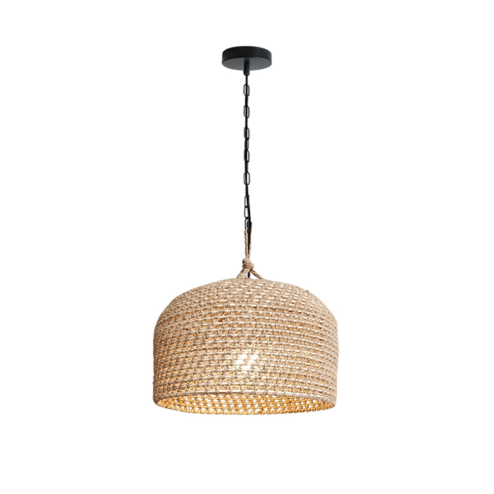 Japanese Rattan Weaving Kitchen Counter Pendant Light Hemp Rope Chandelier