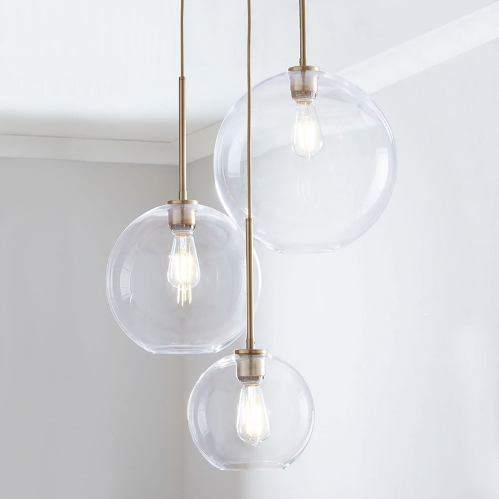 Nordic Restaurant Glass Chandelier Luxury Gradient Glass Ball Combination Lamps