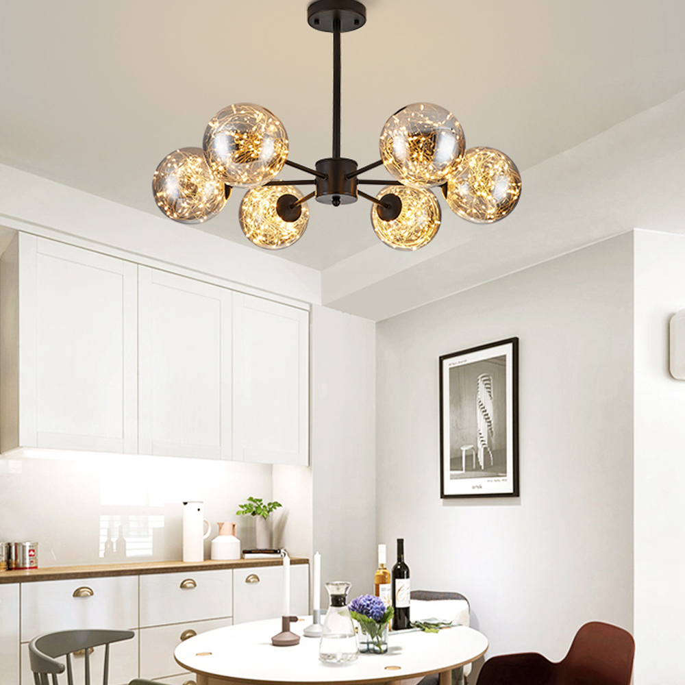 Modern Ceiling Chandelier Glass Ball Pendant Lamp For Living Room