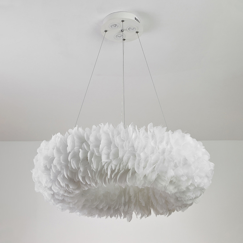 Home Decor Modern Feather Pendant Light Nordic Bedroom Chandelier