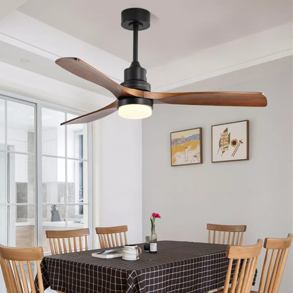 Nordic Wooden Blade Ceiling Fan With Light And Remote Control