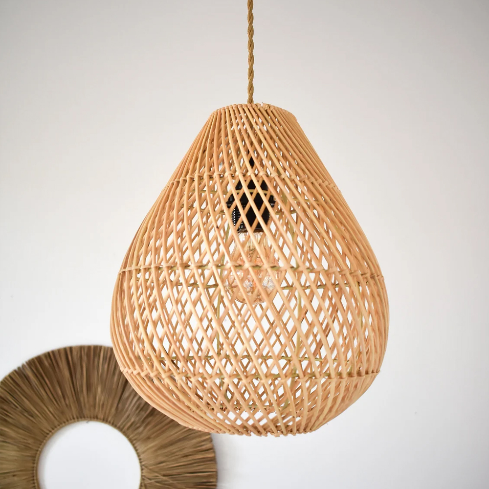 Bohemian Handmade Chandelier Pendant Kitchen Island Natural Wicker Rattan Light Shade