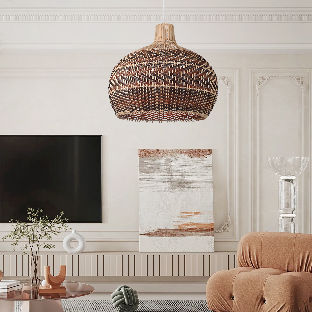Dramatic Kitchen Islands Rattan Pendant Light Handmade Chandelier