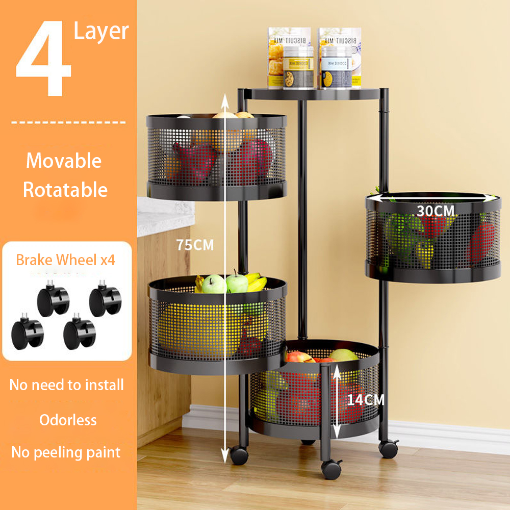 JIwqDY Rotating Storage Shelves for Kitchen Floor-Standing Multi-Layer  Round Layered Storage Rack Multifunctional Household Kitchen Shelf (Color 