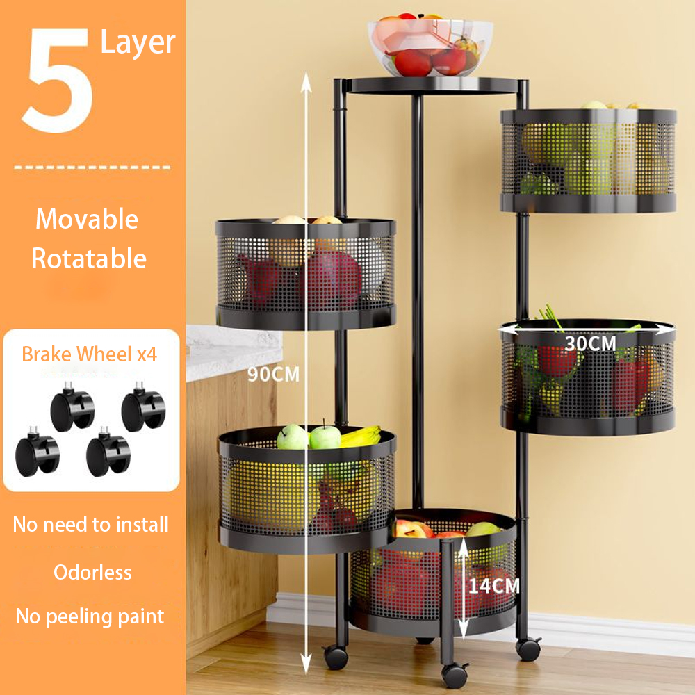 lighting-forest Multifunctional Kitchen Shelf Multi-Layer Rotatable Storage Rack