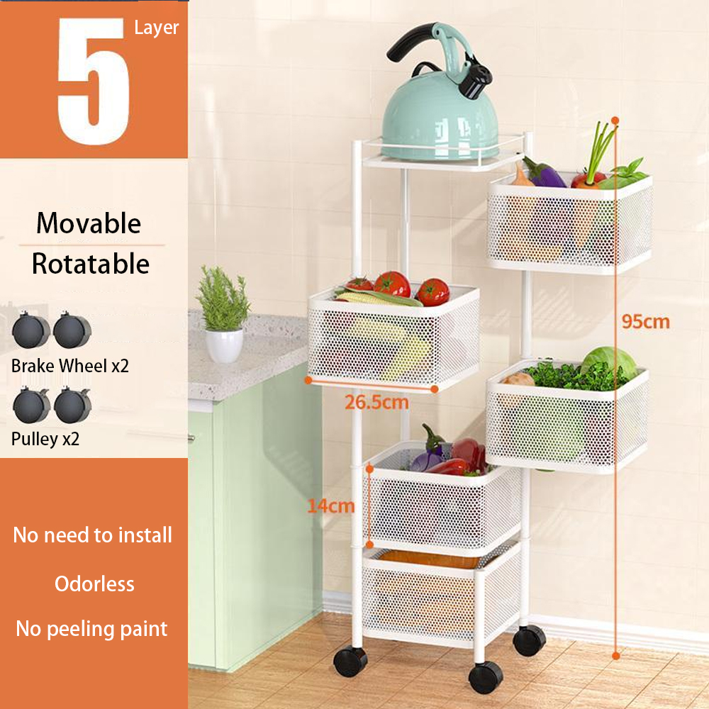 lighting-forest Multifunctional Kitchen Shelf Multi-Layer Rotatable Storage Rack