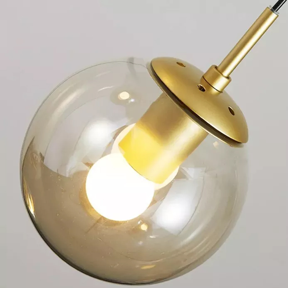 Minimalistic Bubble Brass Long Pendant Light Glass Chandelier