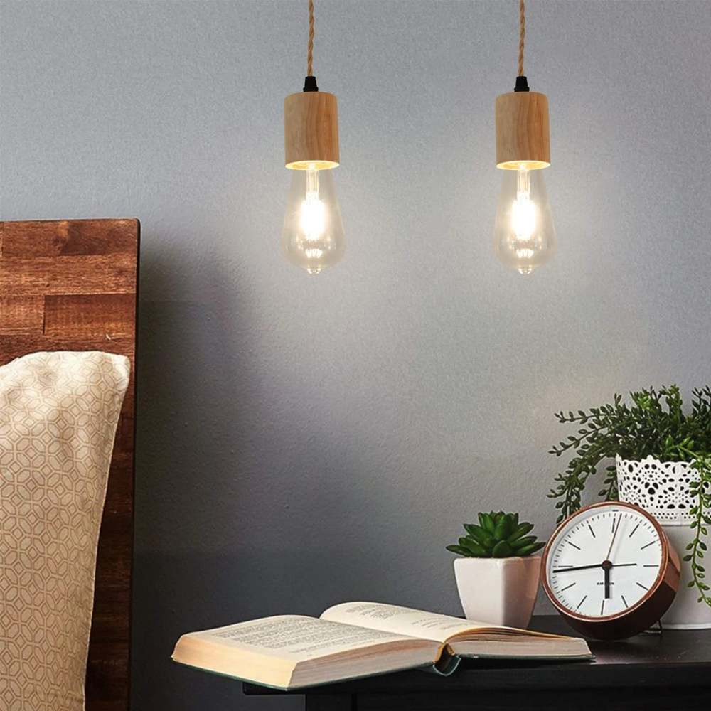 Industrial 16.4FT Plug In Wood Pendant Light Cord Kit With Switch