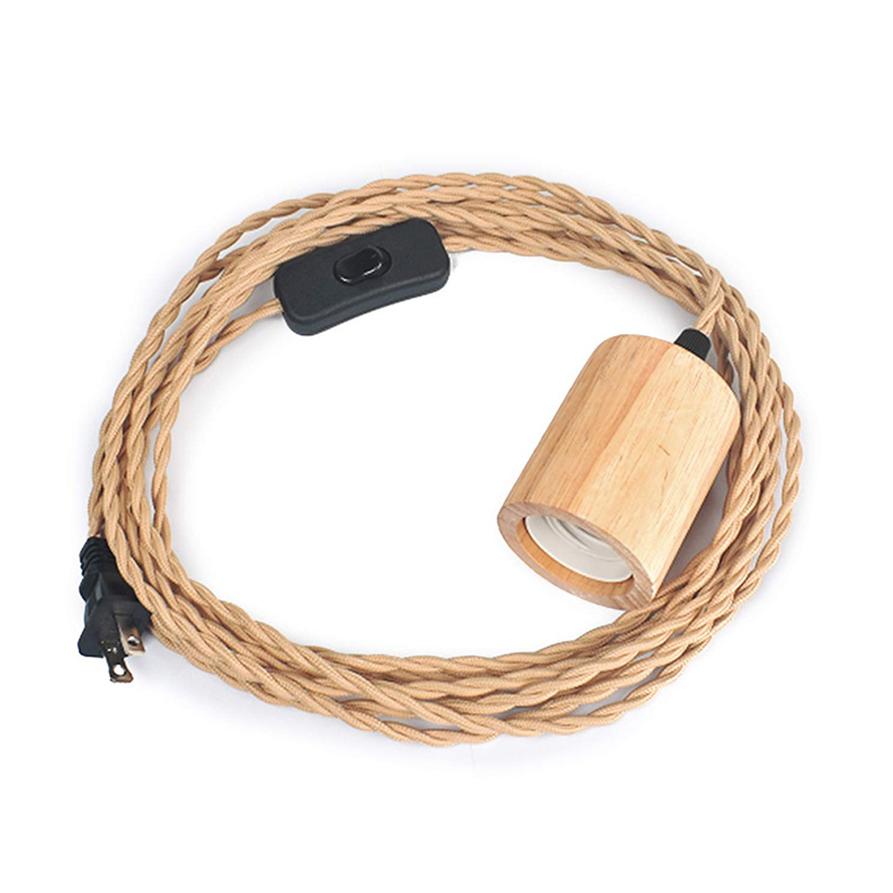 Industrial 16.4FT Plug In Wood Pendant Light Cord Kit With Switch