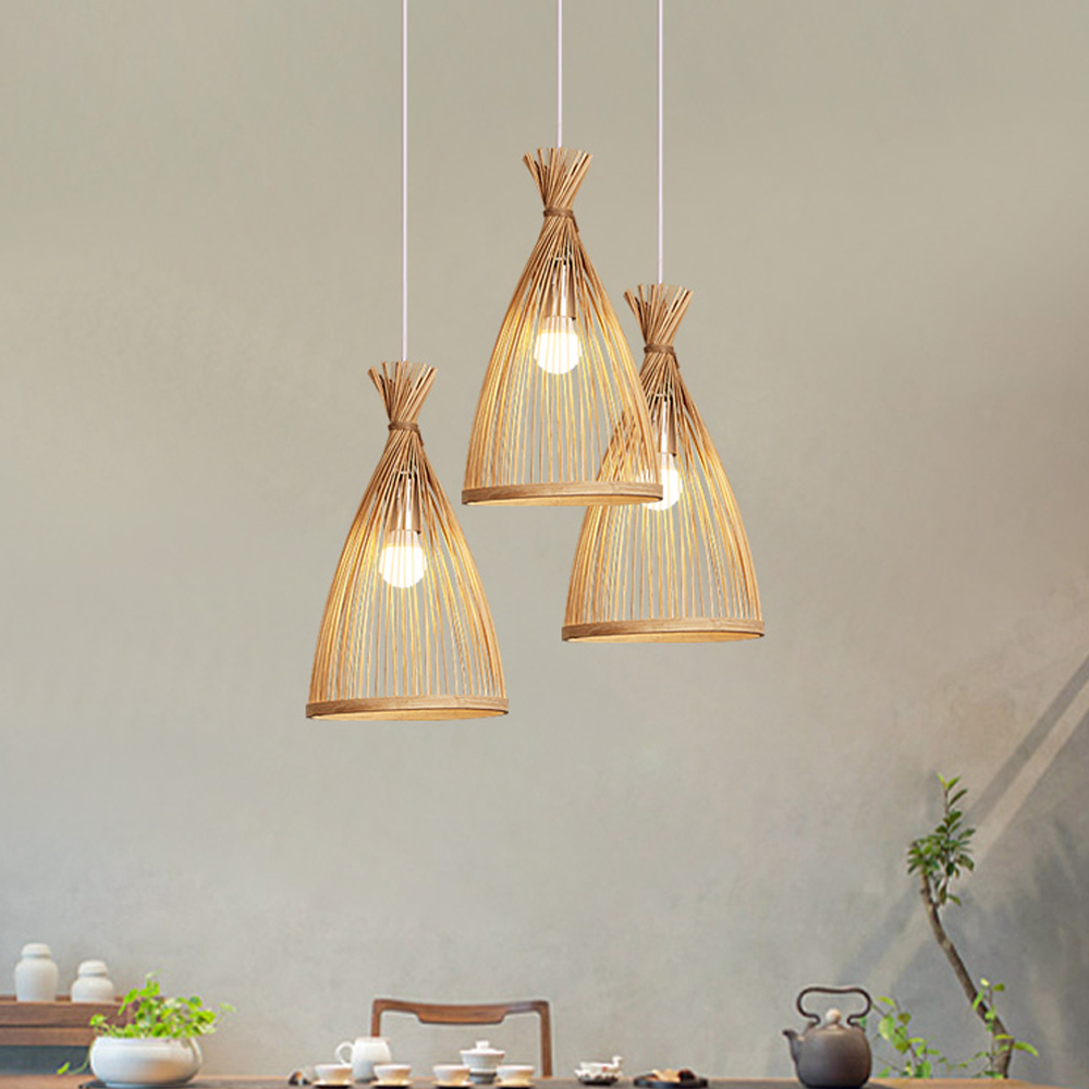 Japanese Bedroom Bamboo Chandelier 3-light Balcony Chandelier