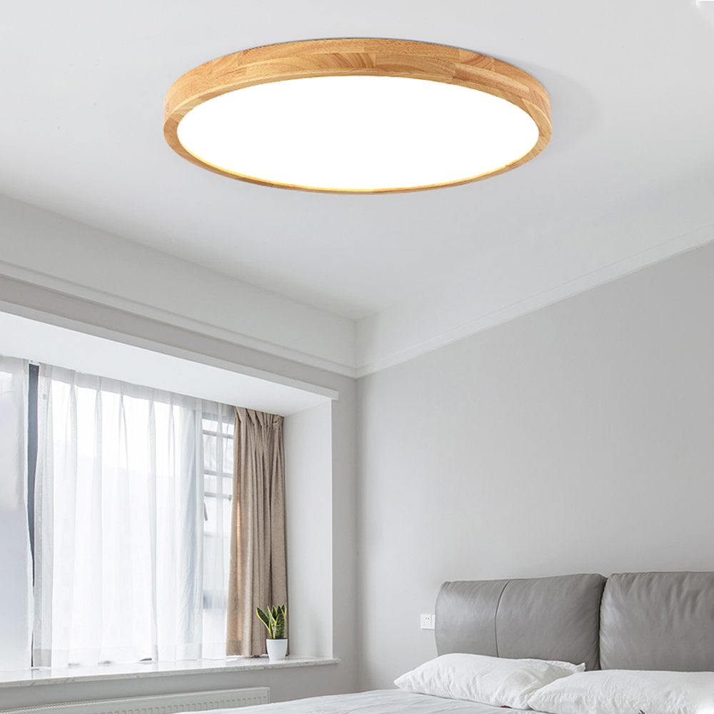 Ultra-thin 4.5cm Bedroom Round Wood Ceiling Lamp Simple Nordic Balcony Japanese Lamps