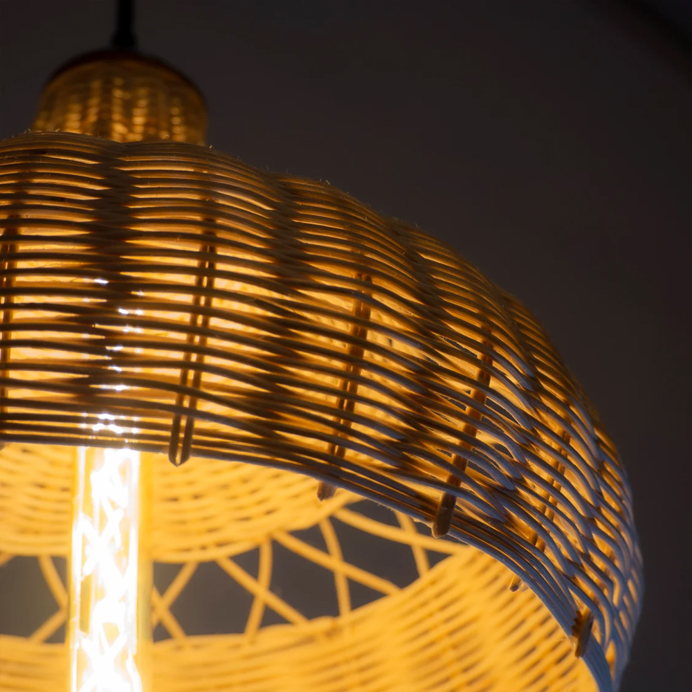 Retro Woven Rattan Wicker Lamp Shade Decorative Chandelier