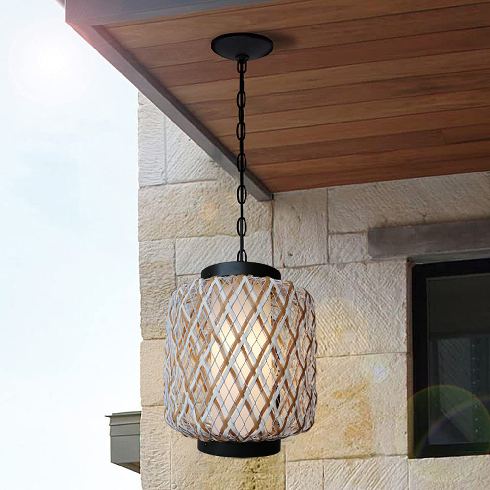 Outdoor Waterproof Lantern Chandelier Garden Balcony Rattan Decorative Lamps