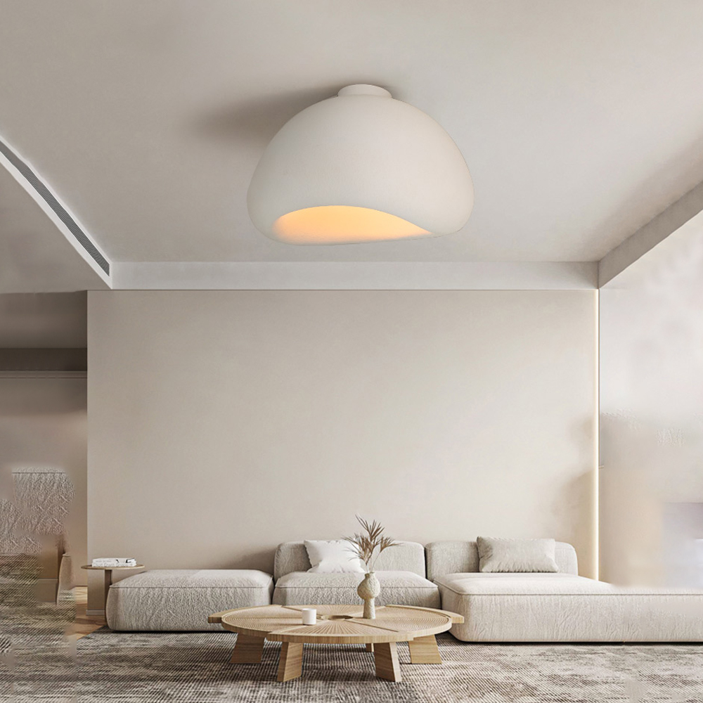 Simple Nordic Resin Oval Cream Flush Mount Ceiling Light For Bedroom Living Room