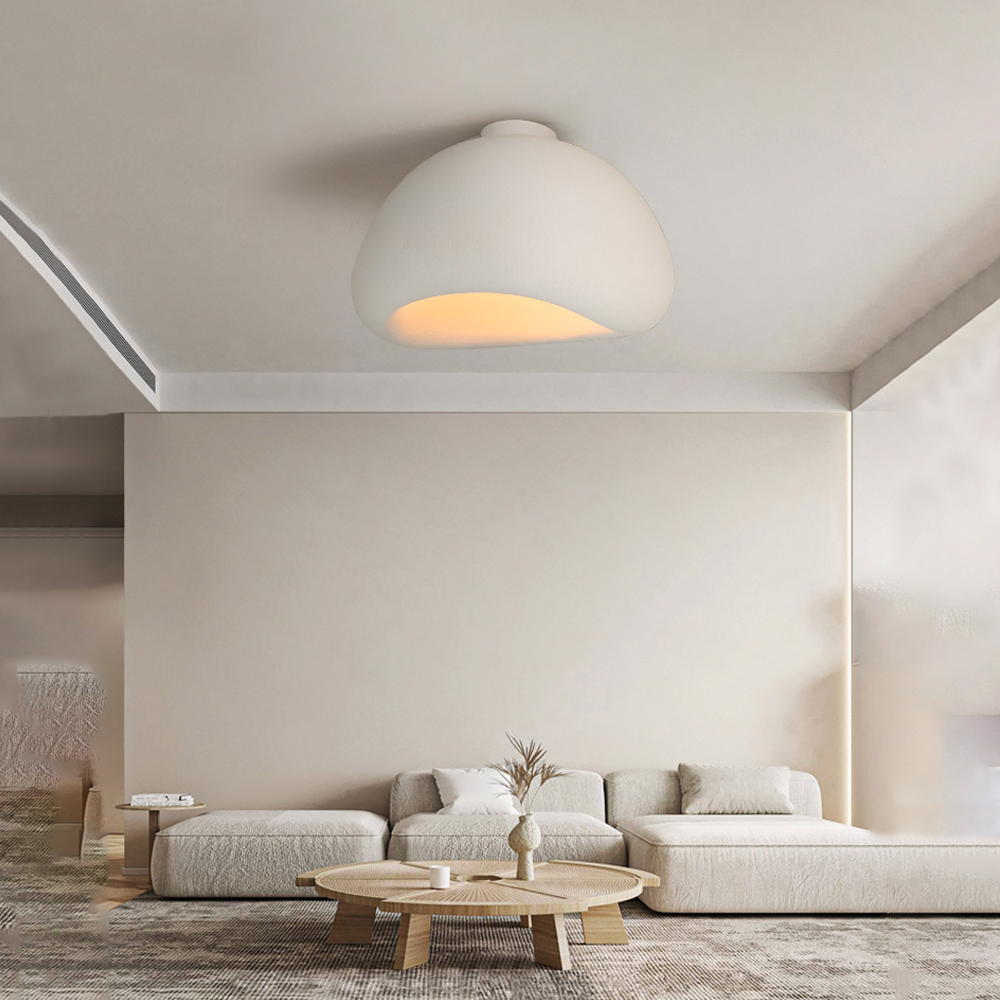 Simple Cream Flush Mount Ceiling Light For Living Room