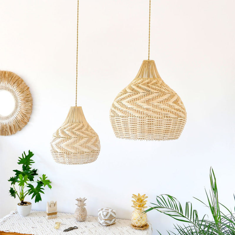Decorative Hand-Woven Rattan Hardwired Ceiling Light Basket Lampshade