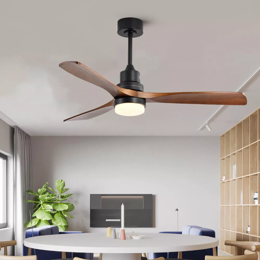 Nordic Wooden Blade Ceiling Fan With Light And Remote Control
