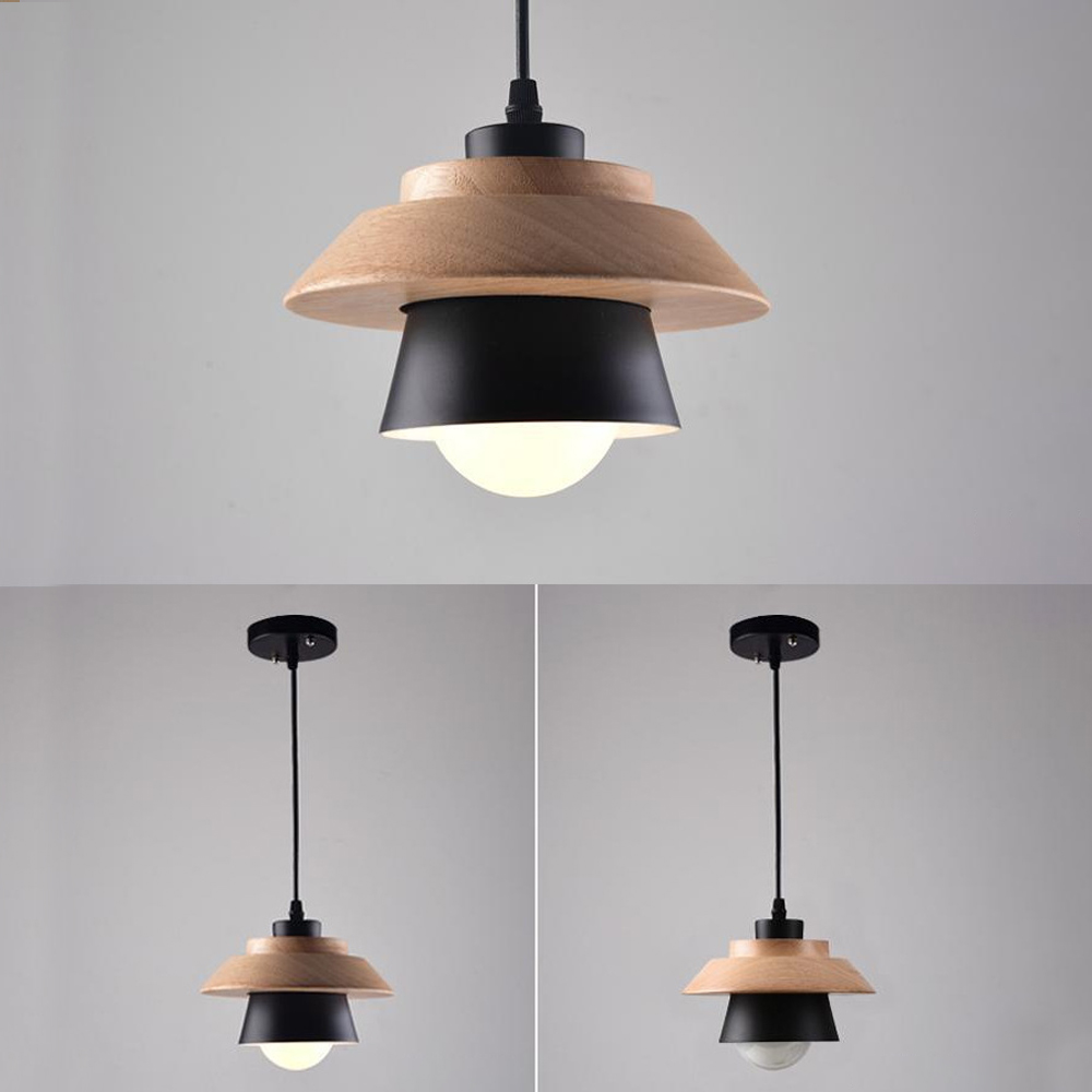 DIY Nordic Minimalism Wood Pendant Light Modern Mini Bedside Chandelier
