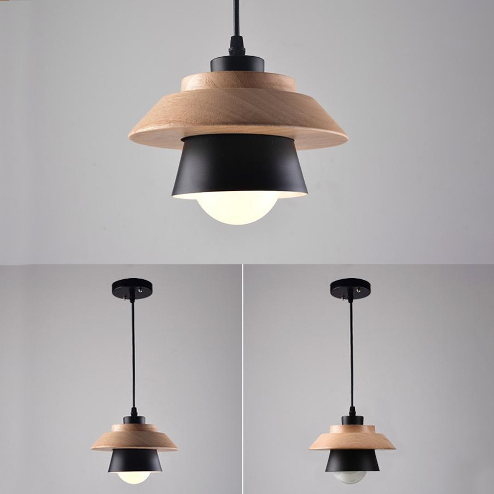 DIY Nordic Minimalism Wood Pendant Light Modern Mini Bedside Chandelie