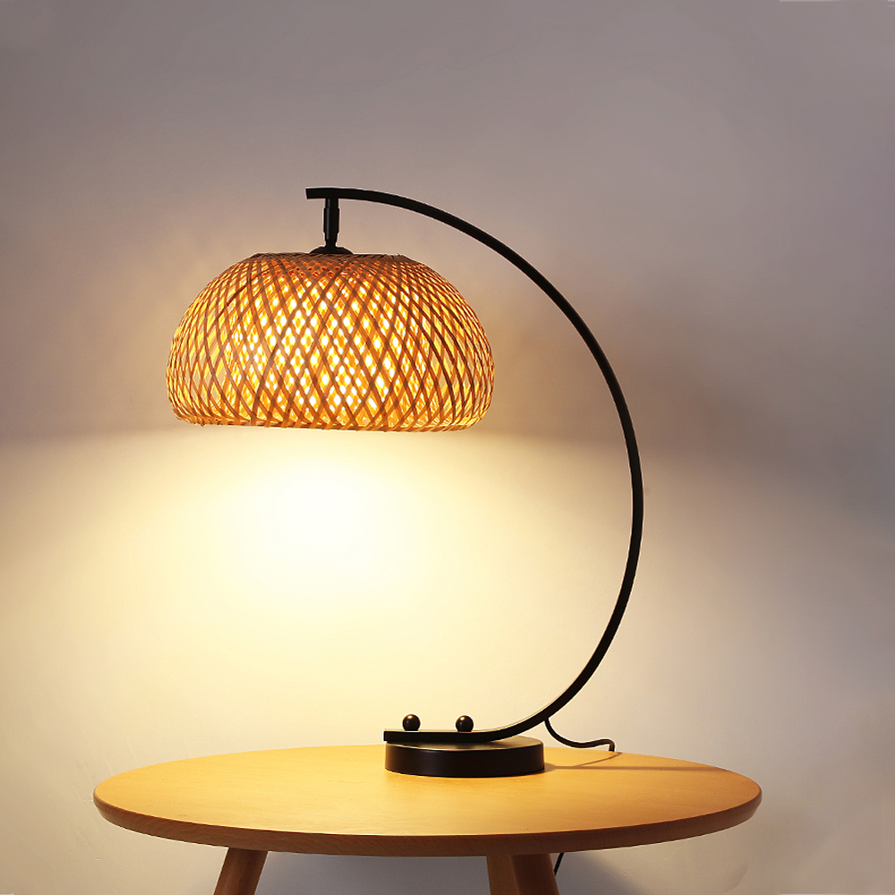 Japanese Style Handmade Bamboo Table Lamp Bedside Lampshade