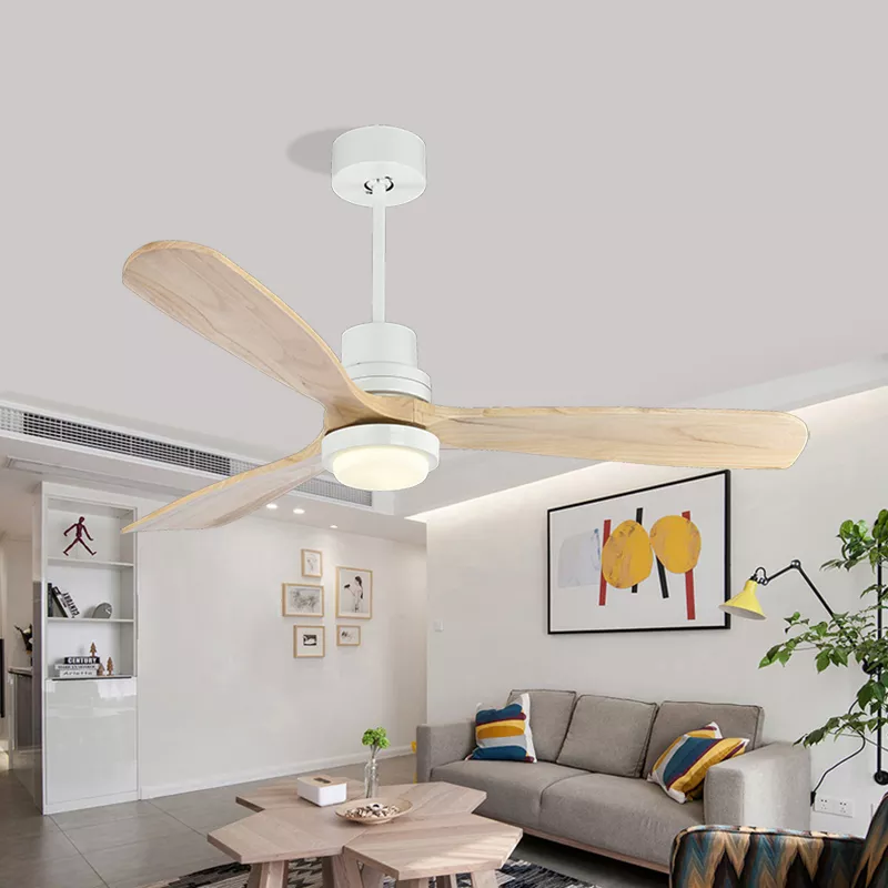 Nordic Wooden Blade Ceiling Fan With Light And Remote Control