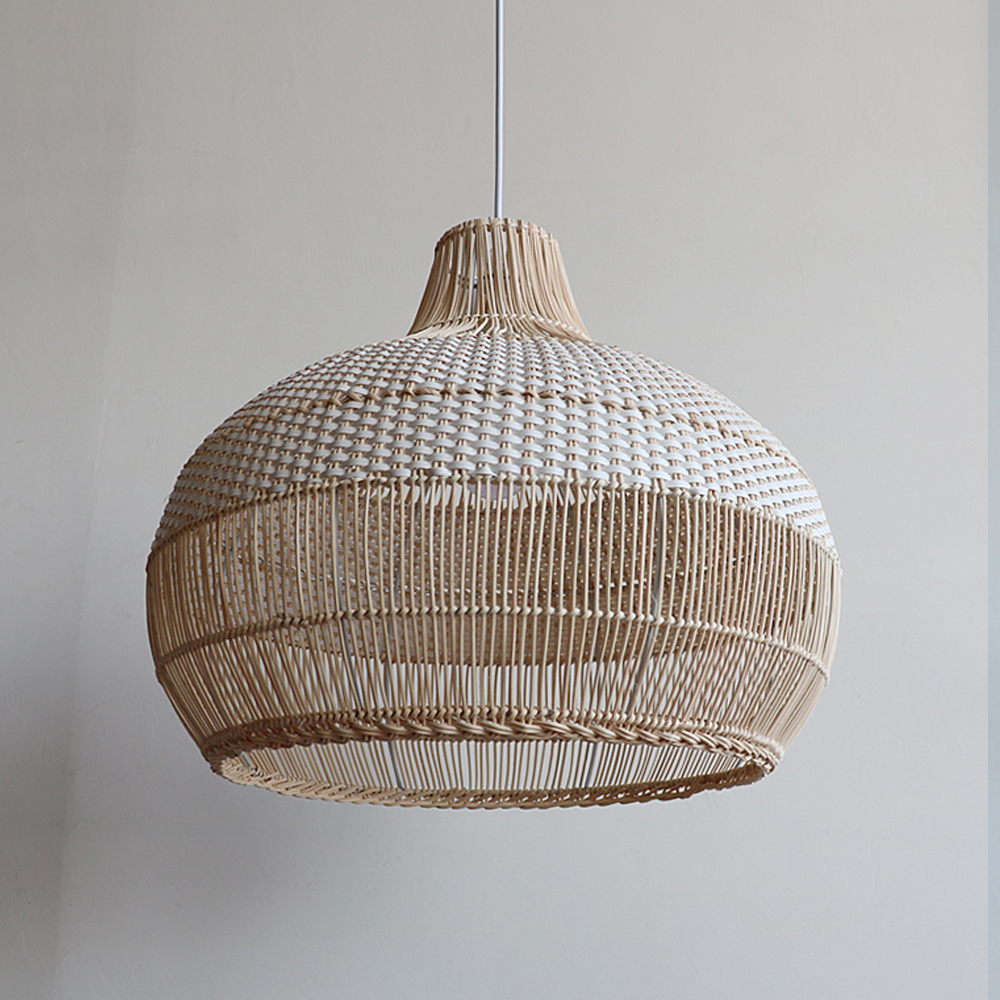 Vintage Swag Light Fixtures Chic Rattan Pendant Lights Set of 2