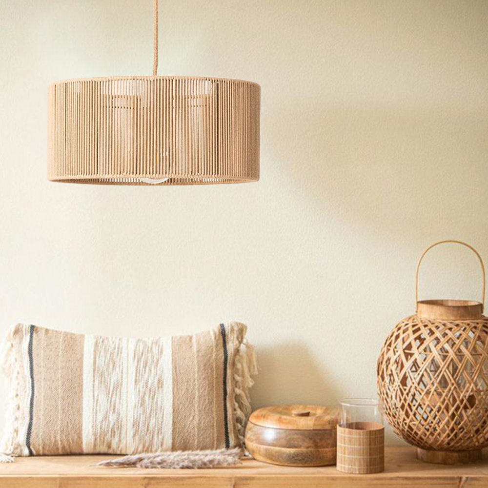 Handmade Boho Rope Pendant Lamps Parlor Ceiling Hanging Light Shade