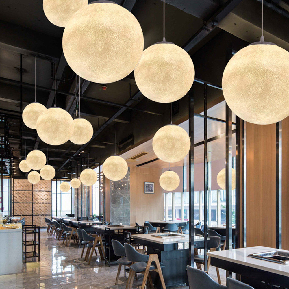 Quality Extra Large Resin Moon Chandelier Nordic Ball Planet Restaurant Pendant Light