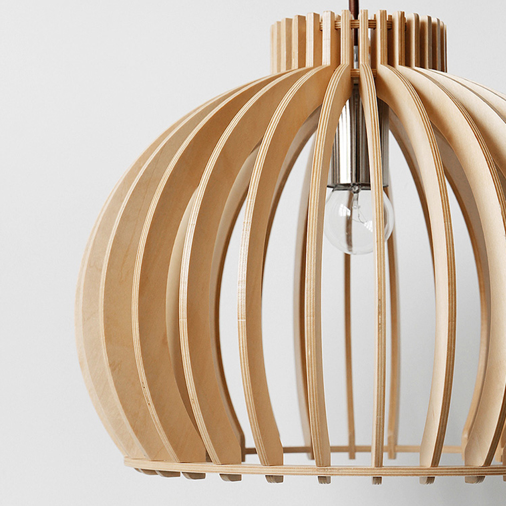 Nordic Hand-Woven Wood Chandelier Birdcage Lamp Japanese Creative Wood Pendant Lighting Fixture
