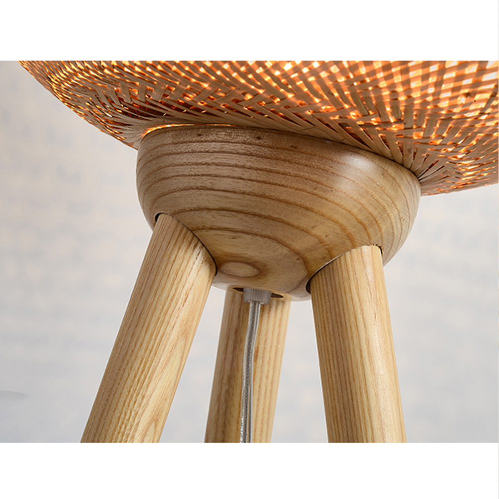 Bamboo Woven Design Floor Lamp Warm Wood Lighting