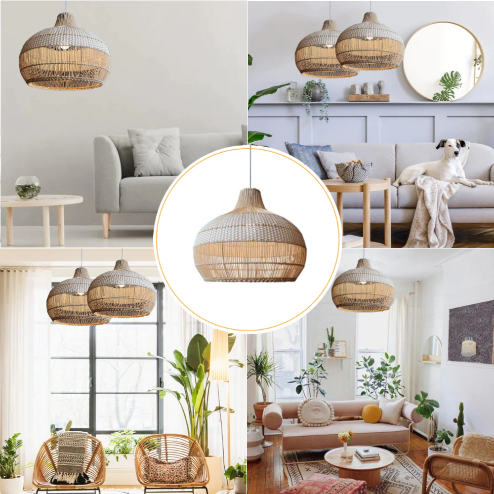 Handwoven Rattan Kitchen Island Pendant Lighting