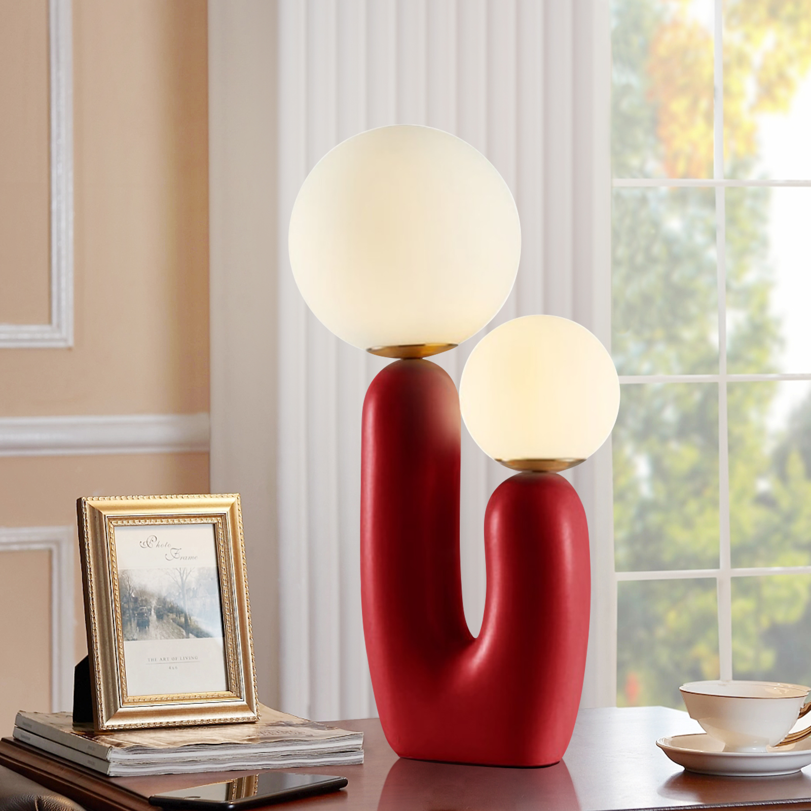 Modern Burgundy Red Nordic Table Lamp For Living Room Bedroom