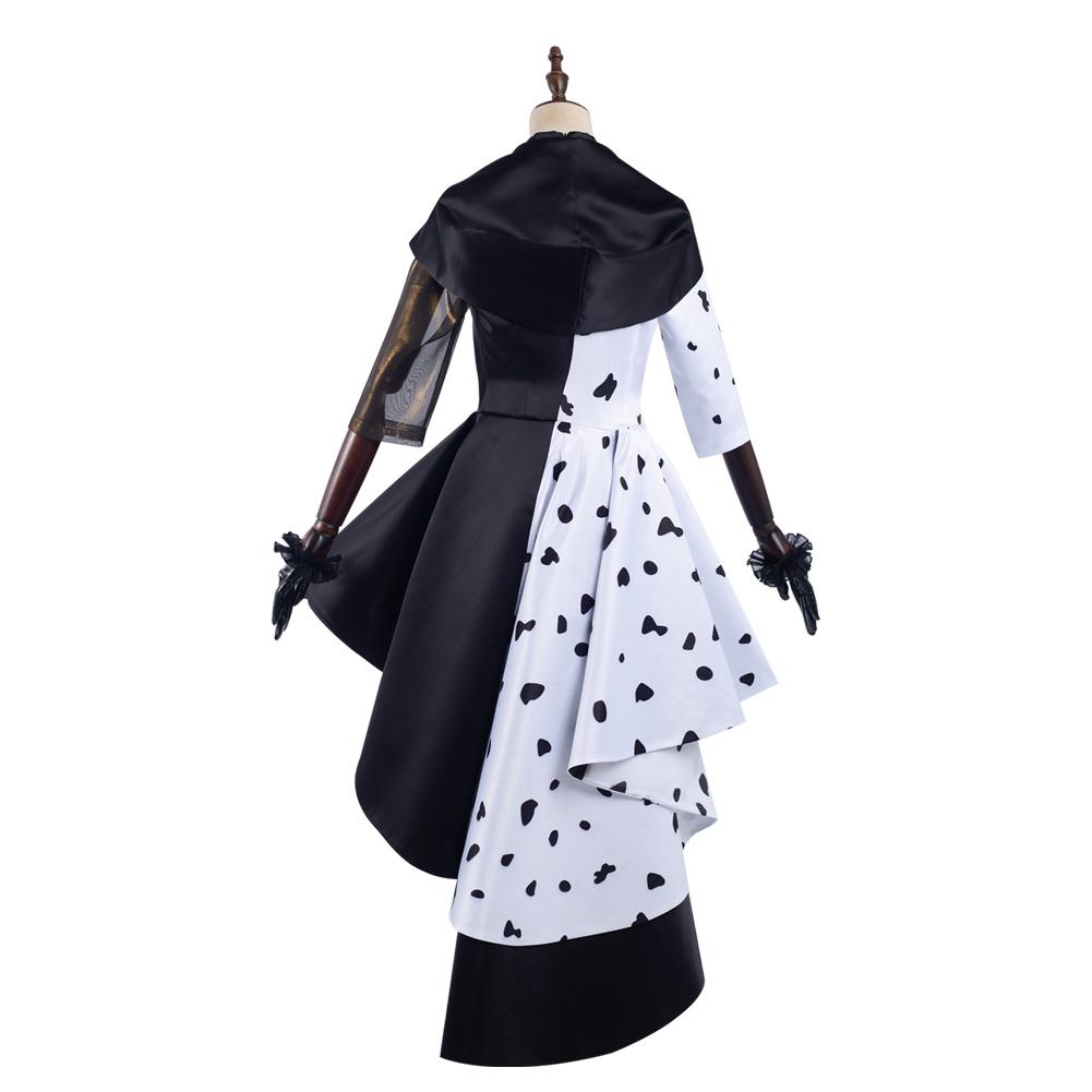 2021 Movie Cruella Cruella de Vil Cosplay Costume Dress Outfits Halloween Carnival Suit