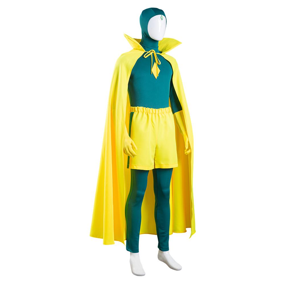 WandaVision Vision Jumpsuit Cloak Outfits Cosplay Costume Halloween Carnival Suit