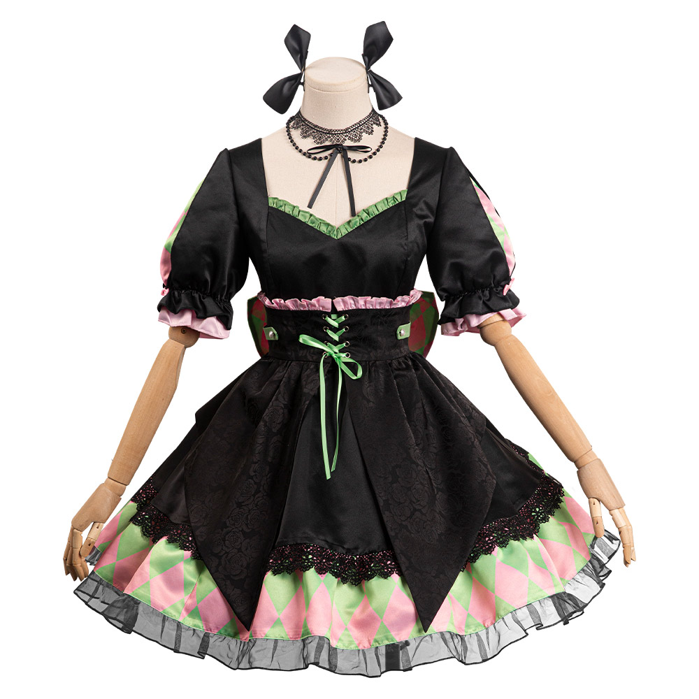 Anime Demon Slayer Kanroji Mitsuri Gothic Lolita Dress Outfits Halloween Carnival Party Suit